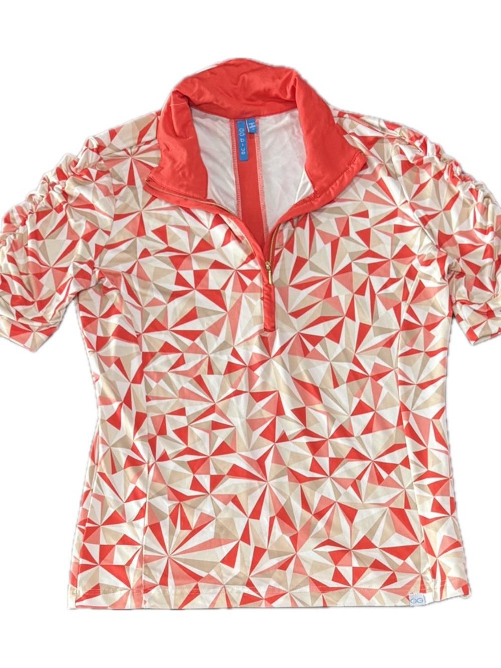 GG Blue White, Orange and Khaki golf/tennys/sun shirt - S